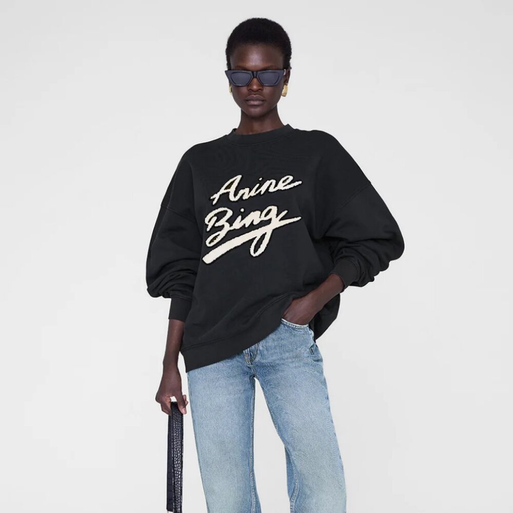 Anine Bing Miles Sweatshirt Chenille Signature XS